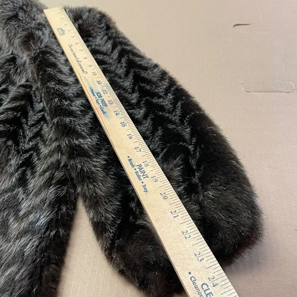 Vintage Style VI LTD. Women's Large (40) Chevron Print Faux Fur Coat Made in USA - Picture 10 of 13